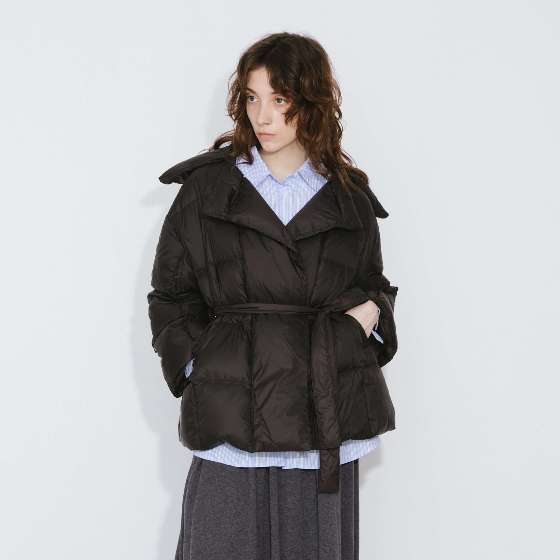Short Boxy Down Coat-14