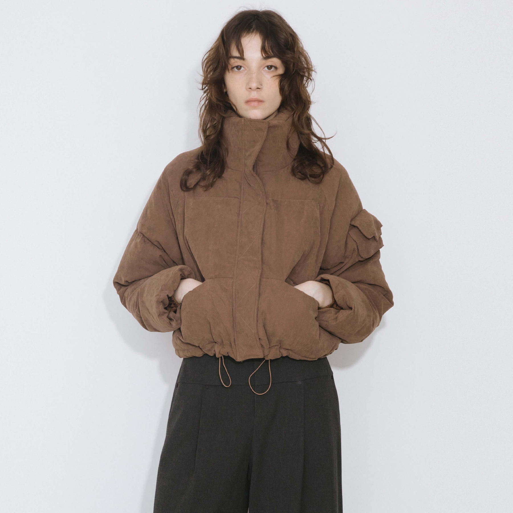 High Neck Short Puffer Down Coat-13