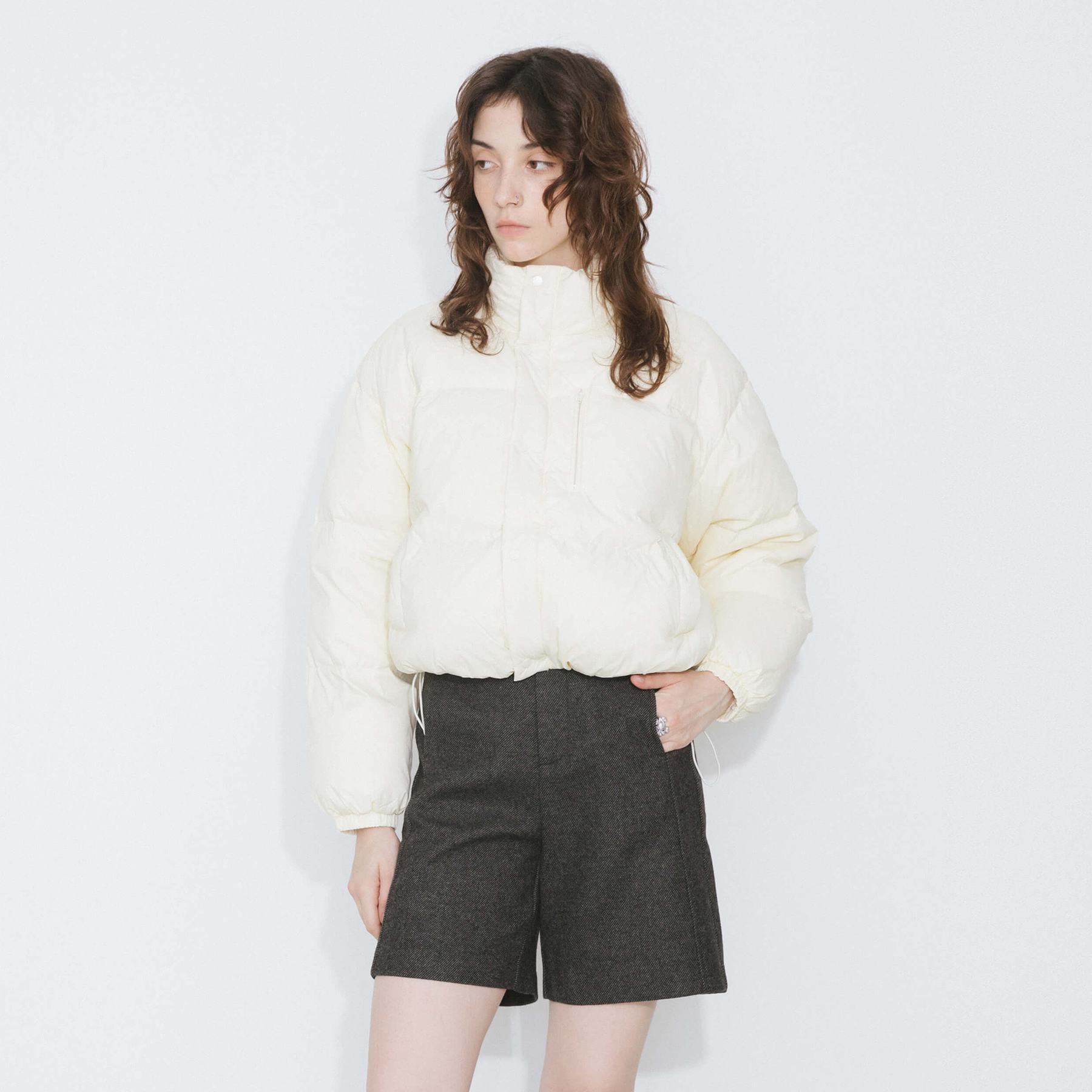 Cropped High Neck Down Coat-13