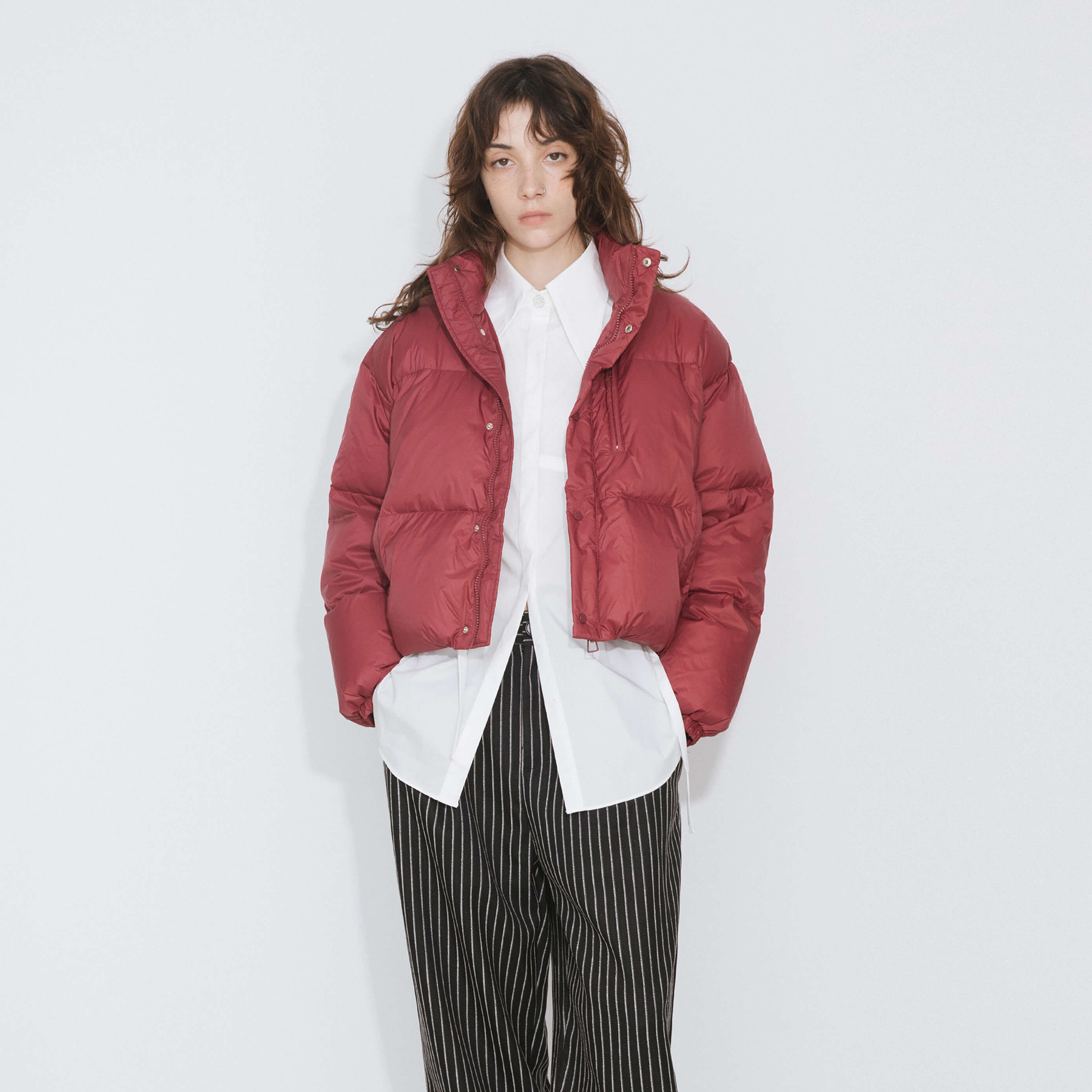 Cropped High Neck Down Coat-5