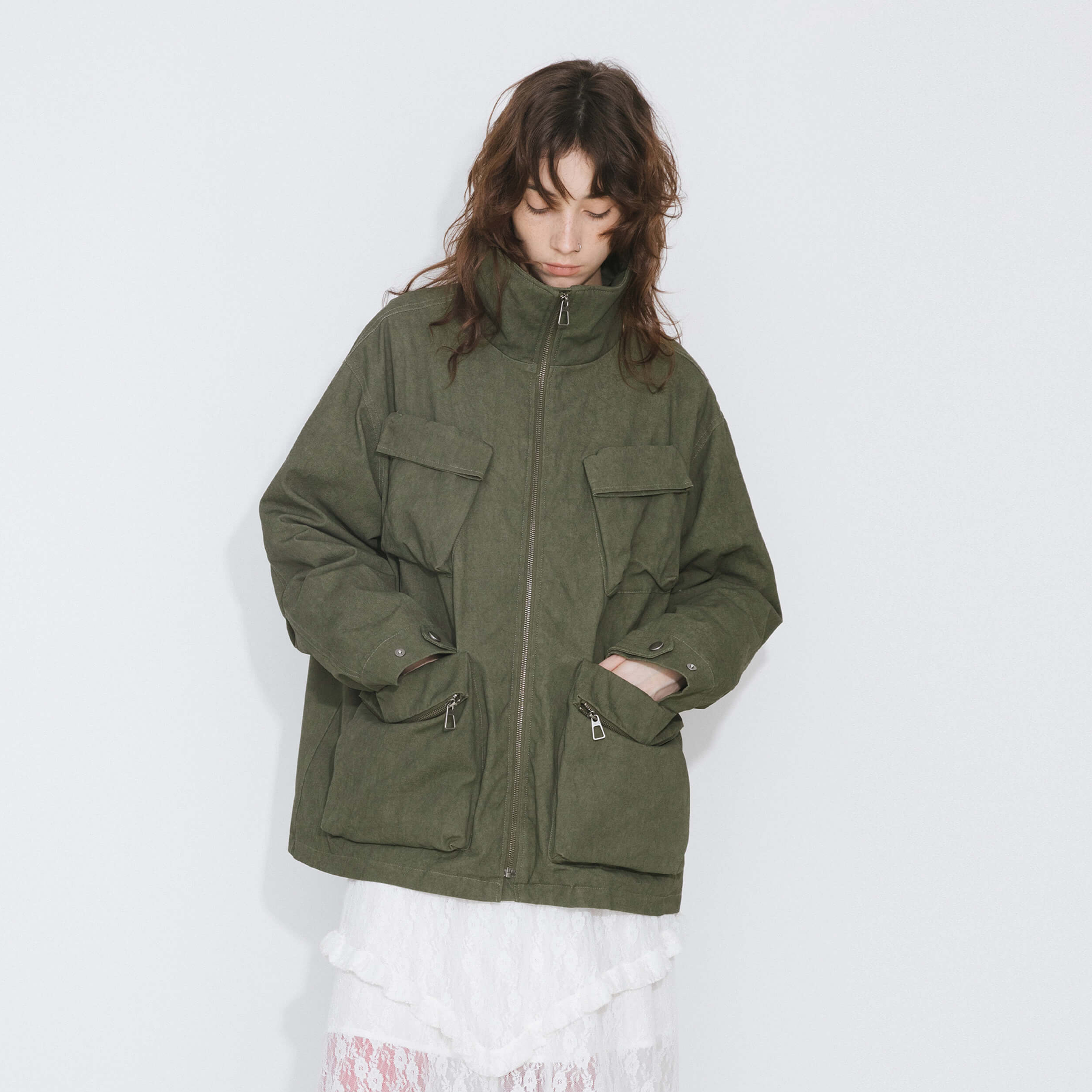 Short High Neck Puffer Jacket-7