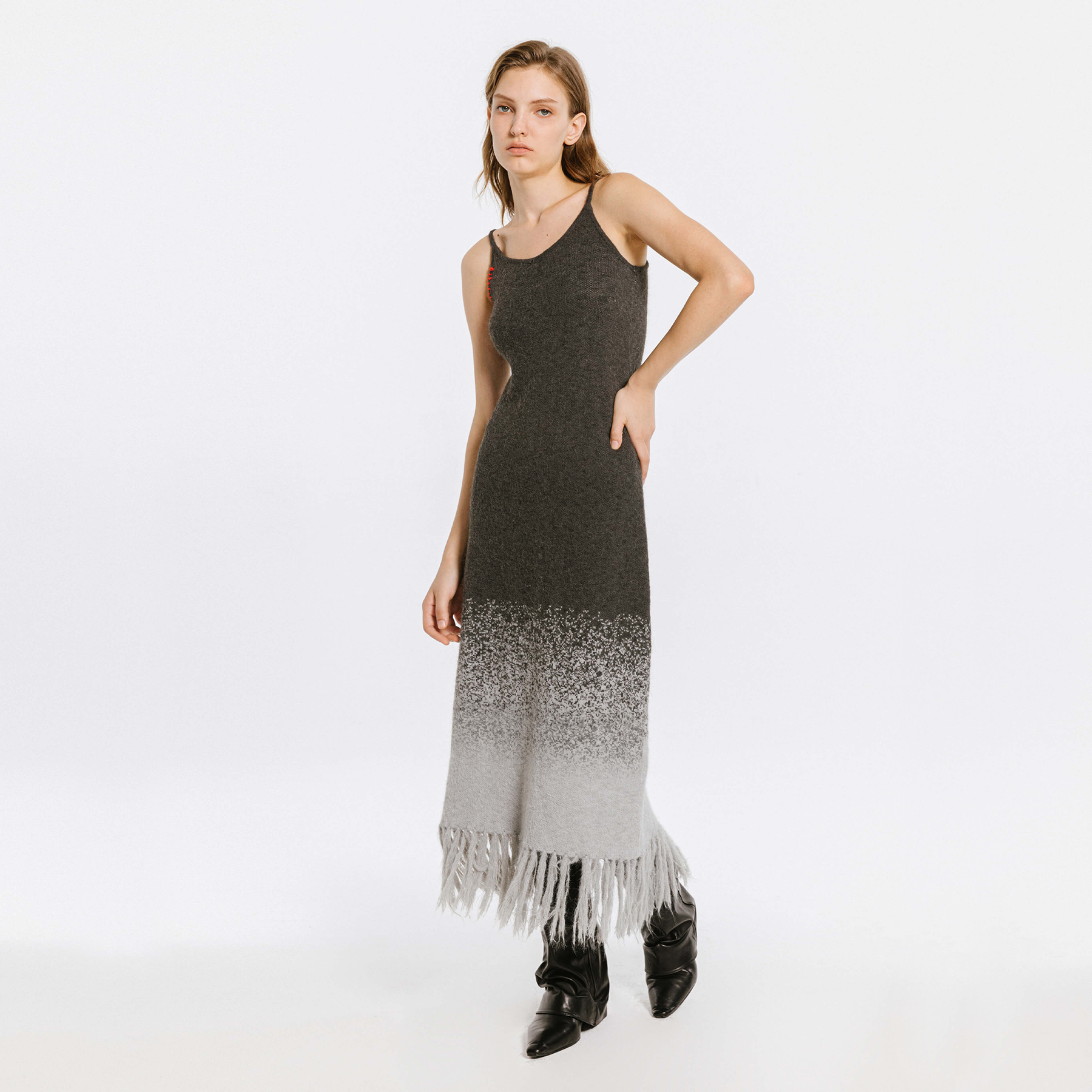 Gradient Knitted Maxi Dress with Wool Blend-14