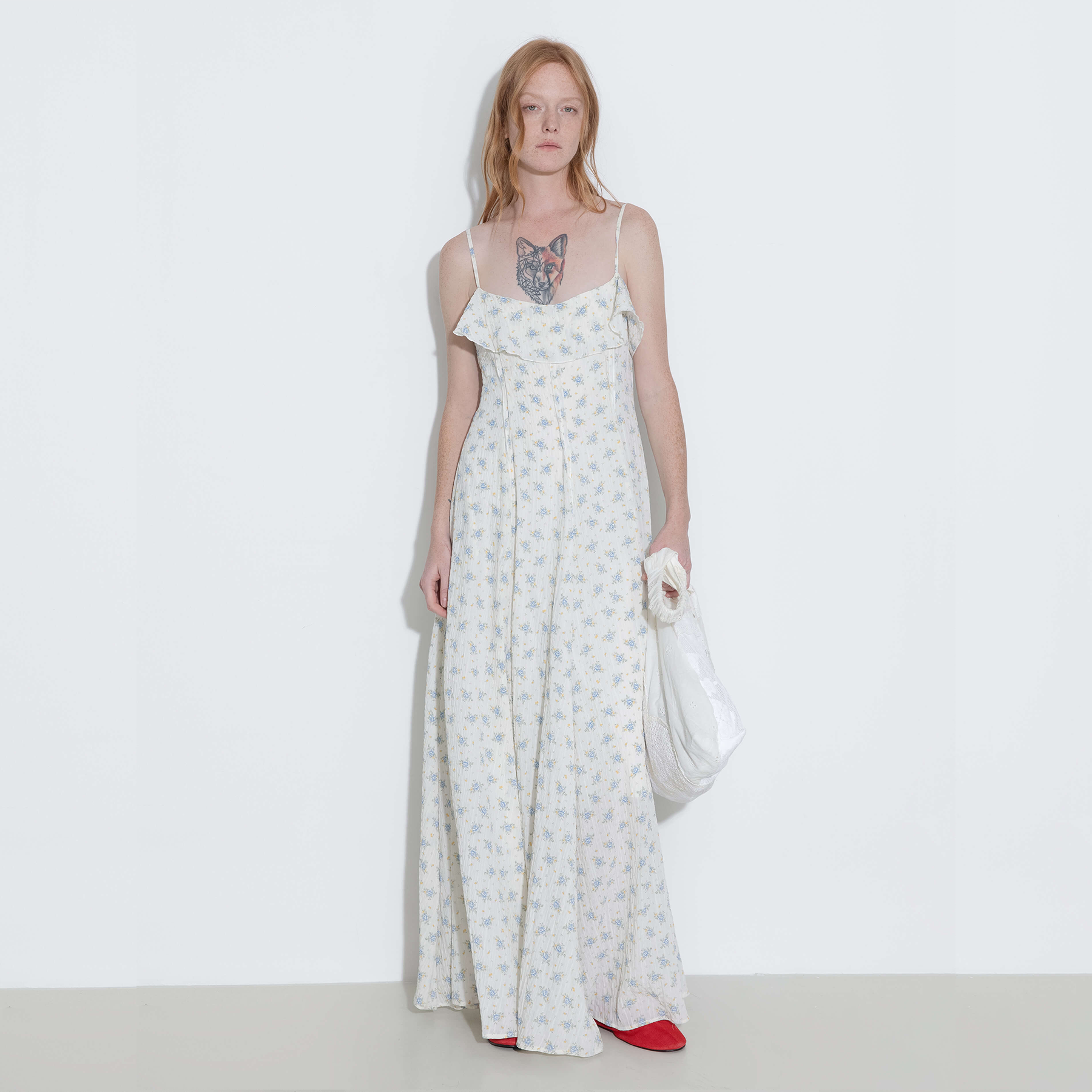 Waist Gathered Floral Sling Dress-7