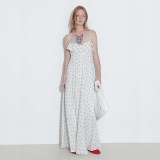 Waist Gathered Floral Sling Dress