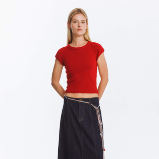 Jacquard Cropped Knit Top with Cashmere Blend