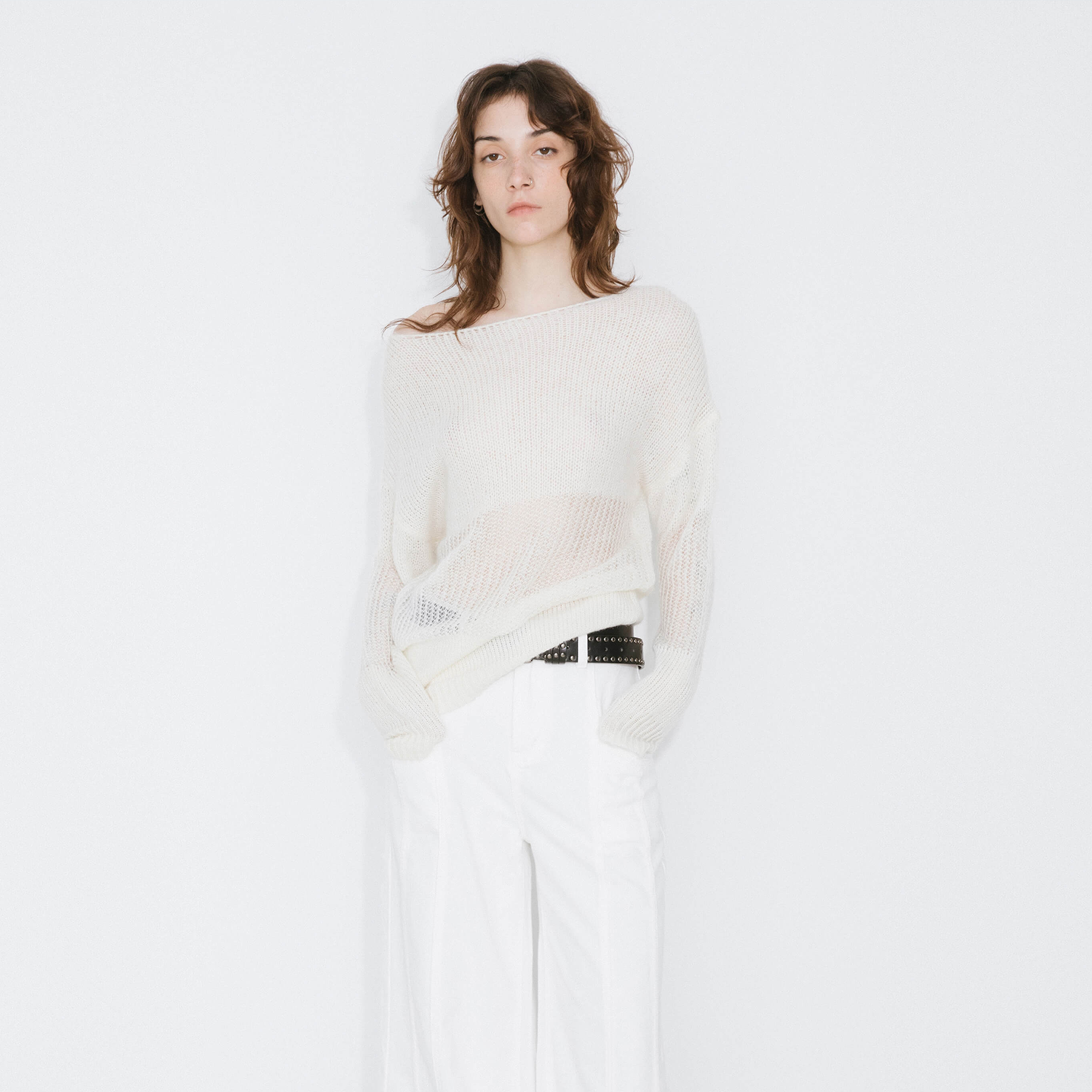 Off The Shoulder Stacked Long Sleeved Sweater-14