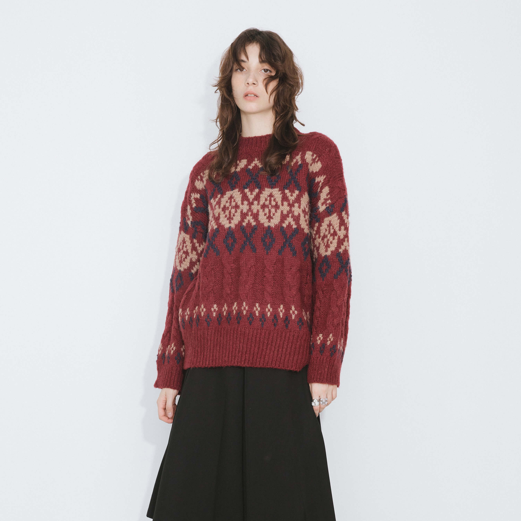 Mock Neck Boxy Knit Sweater-7