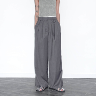 Slim Wide Leg Straight Casual Trousers
