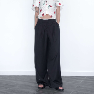 Slim Wide Leg Straight Casual Trousers