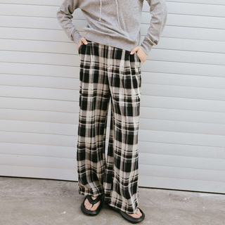 Black Checked Straight Trousers