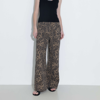Leopard Wide Leg Denim Jeans