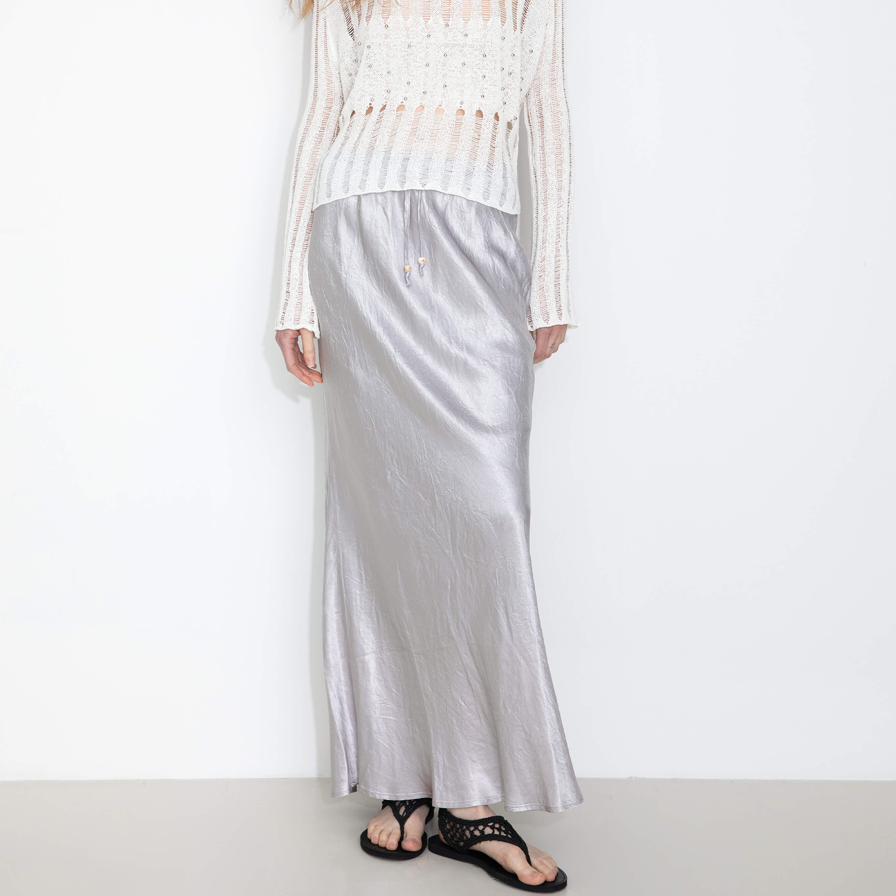 100% Heavyweight Acetate Bias Cut Skirt-3