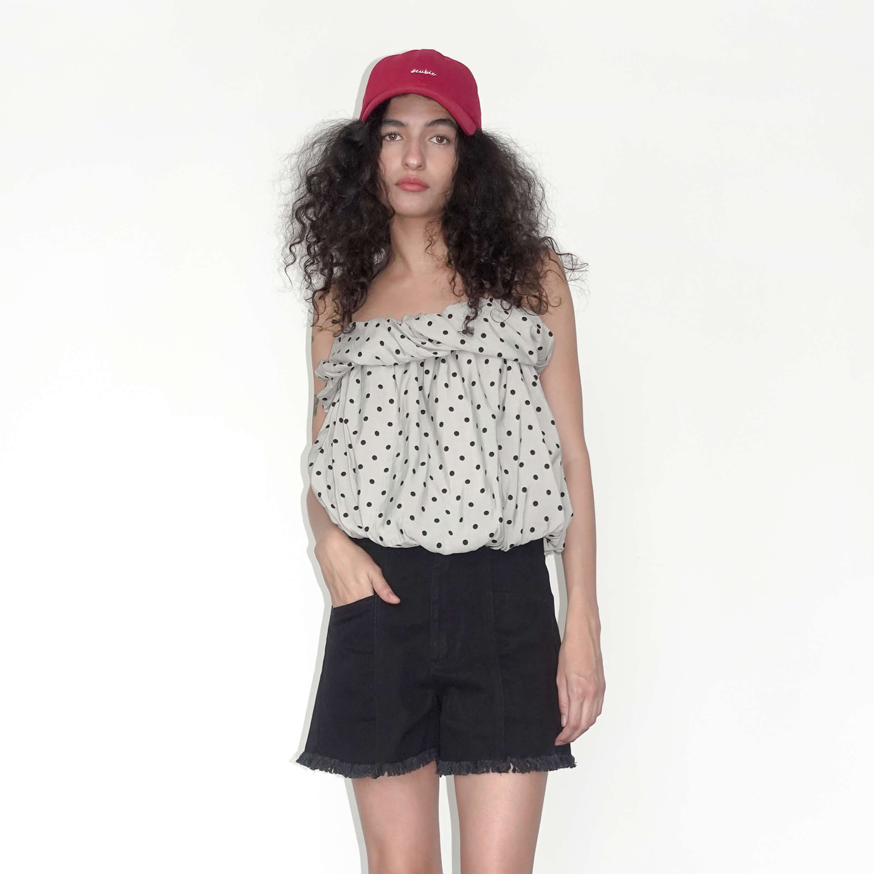 Polka Dots Print Cropped Cami Top-14