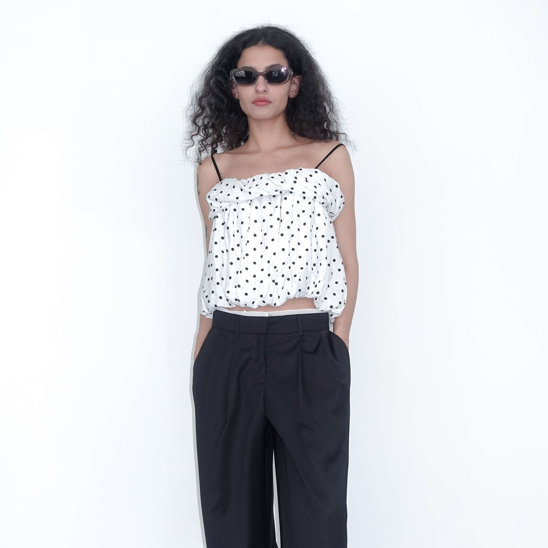 Polka Dots Print Cropped Cami Top-6