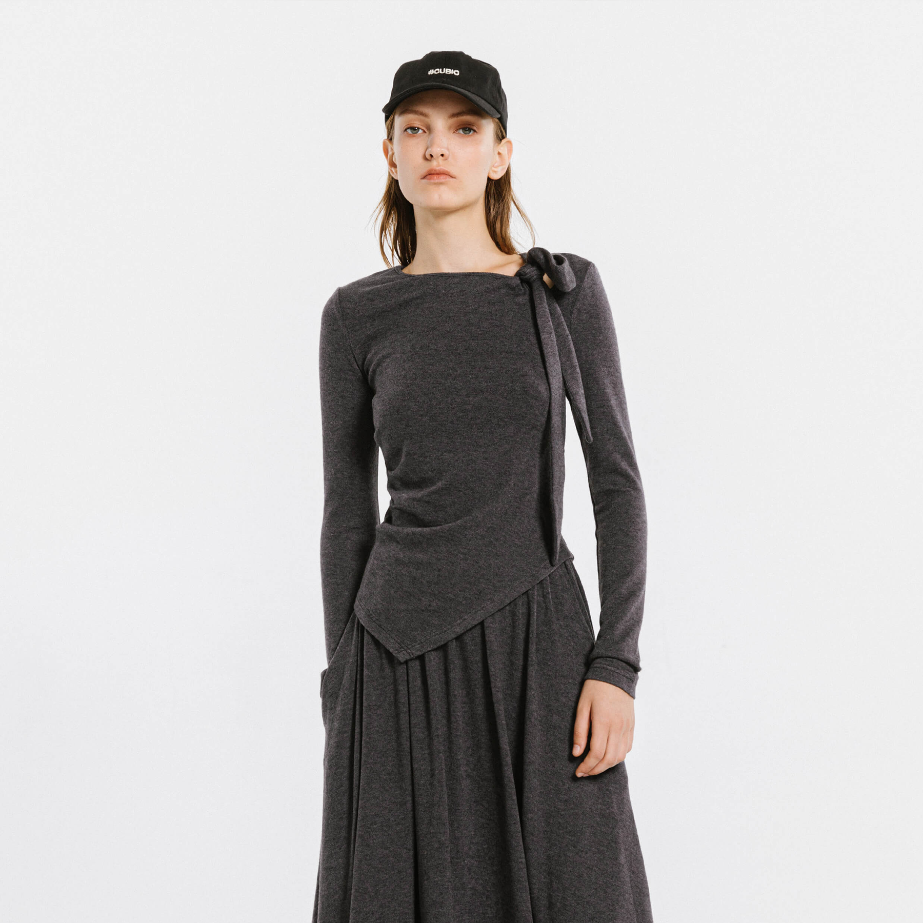 Gray Irregular Knit Top-7