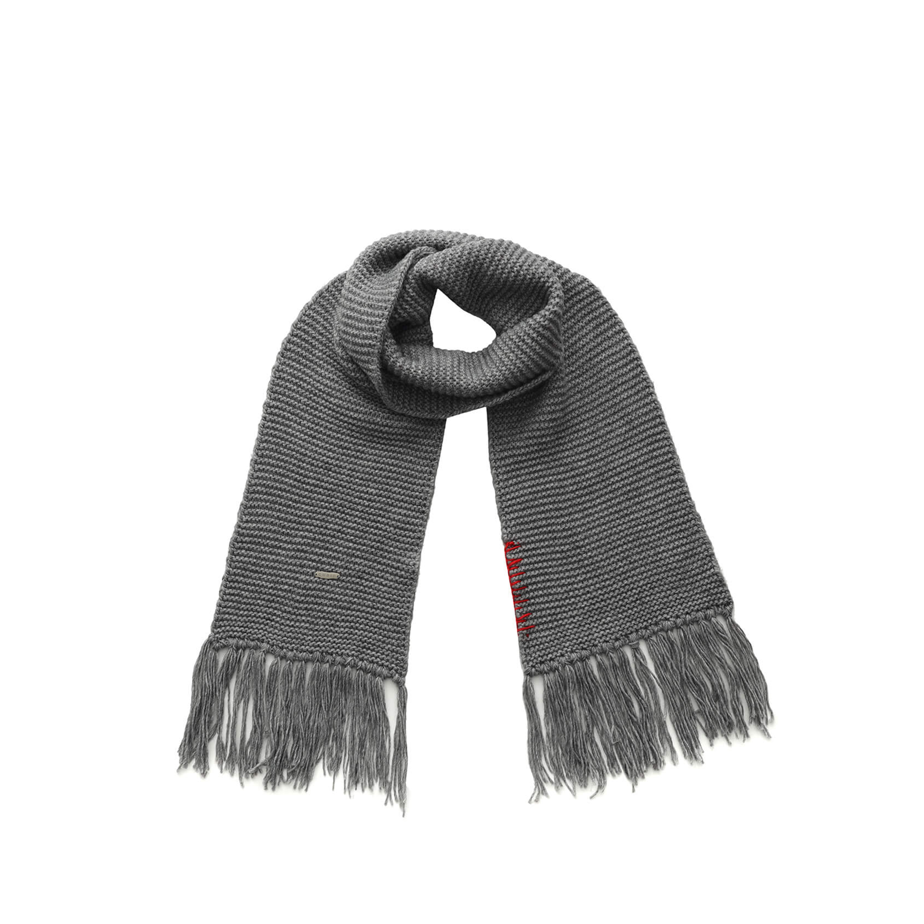Fringed Long Scarf with Wool Blend-20