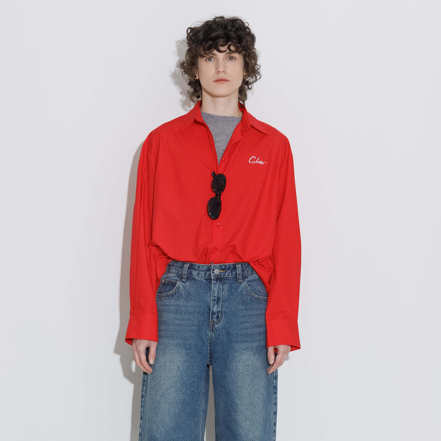 100% Cotton Embroidered Oversized Shirt-4