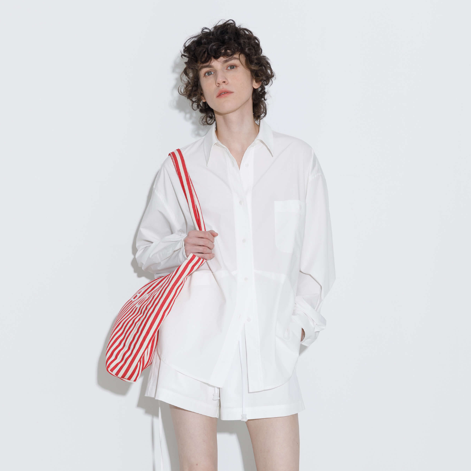 Drop Shoulder Oversized Shirt with Waist Tie-3