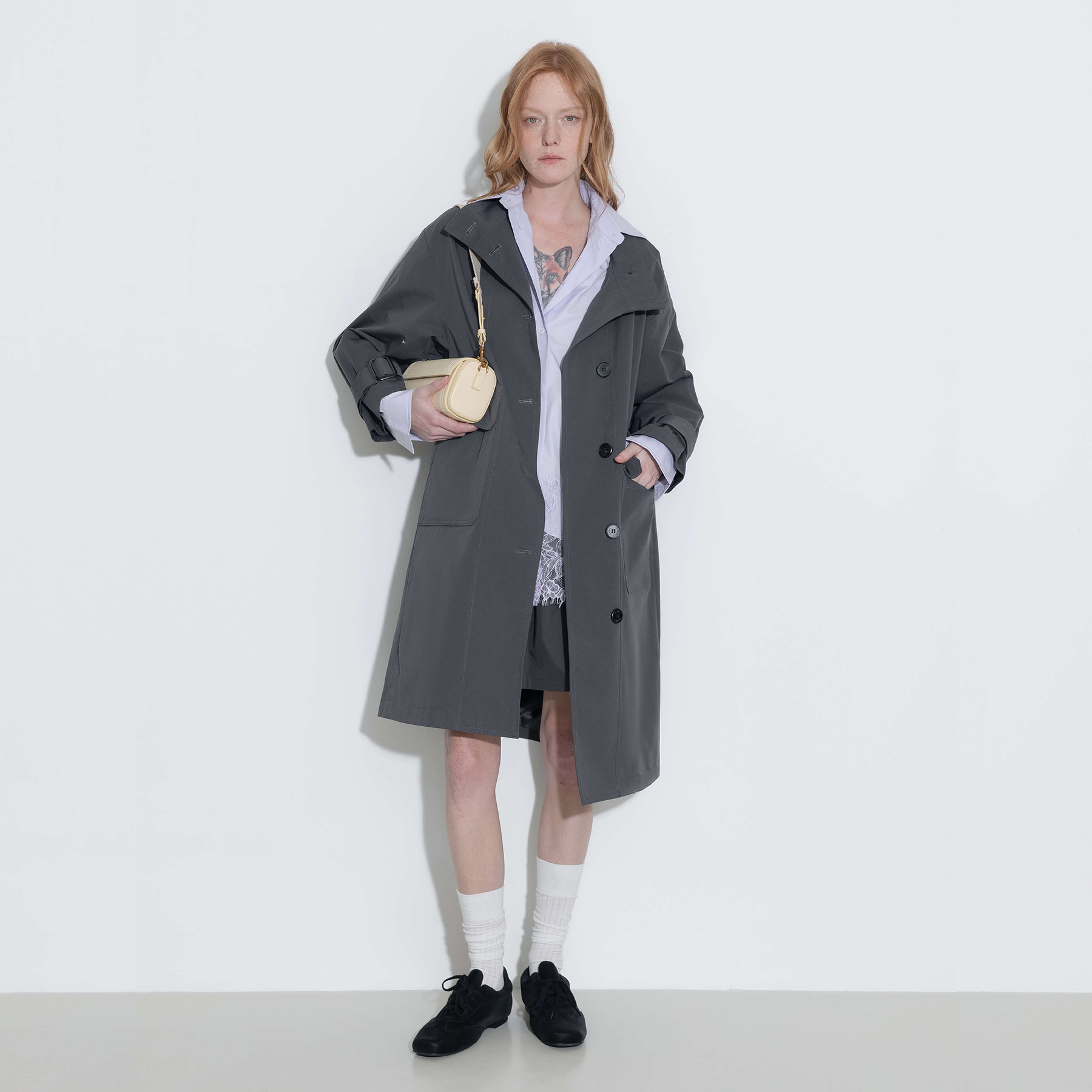 High Collar Long Trench Coat-4
