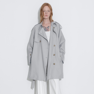 Oversized Mid-Length Trench Coat with Belt