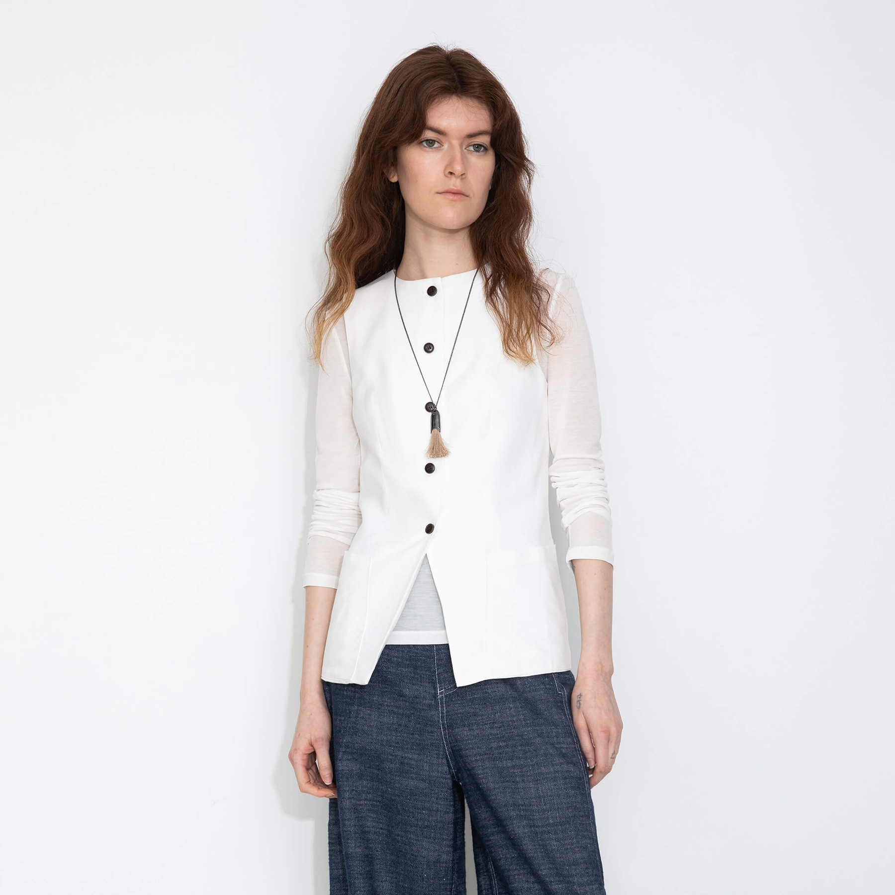 Fitted Buttoned Round Neck Vest-4