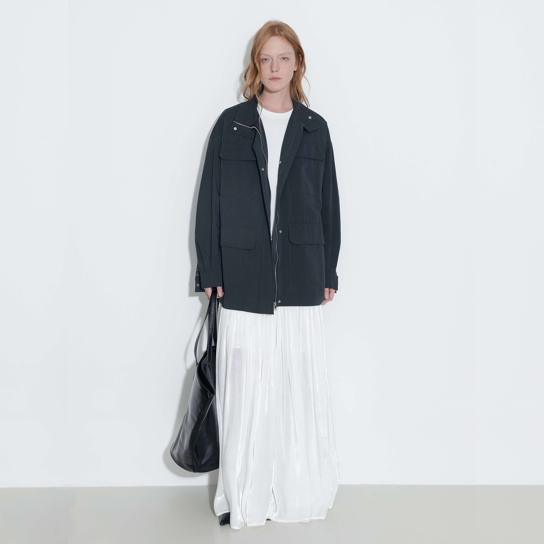 Oversized Funnel Neck Cropped Cargo Jacket-4