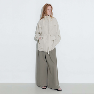 Oversized Funnel Neck Cropped Cargo Jacket