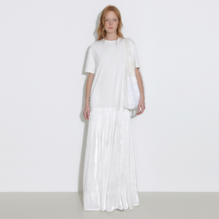Oversized Round Neck Short Sleeve Pleated Dress
