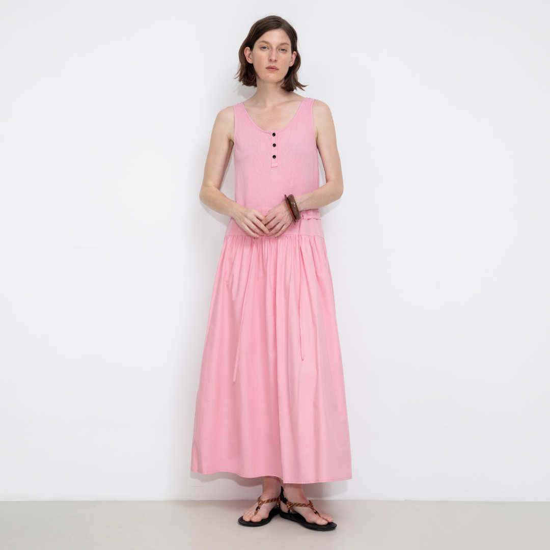 Panelled Henley Neck Vest Dress-12