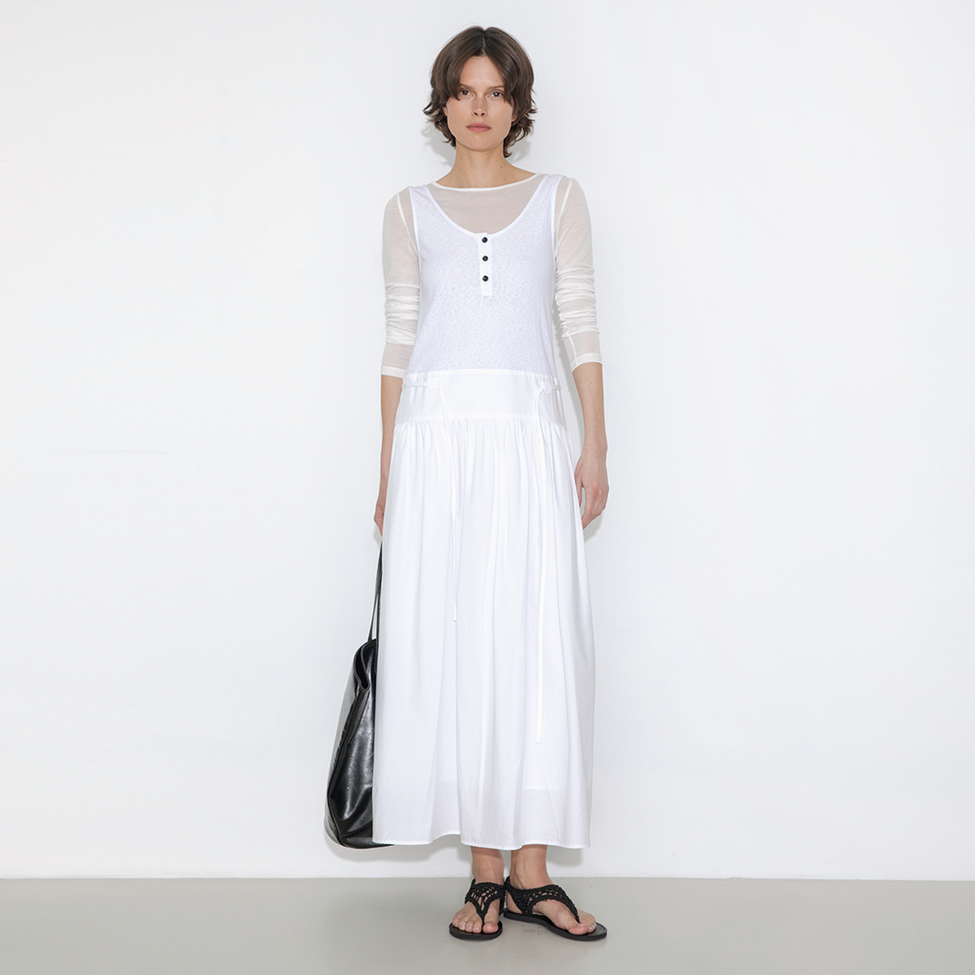 Panelled Henley Neck Vest Dress-14