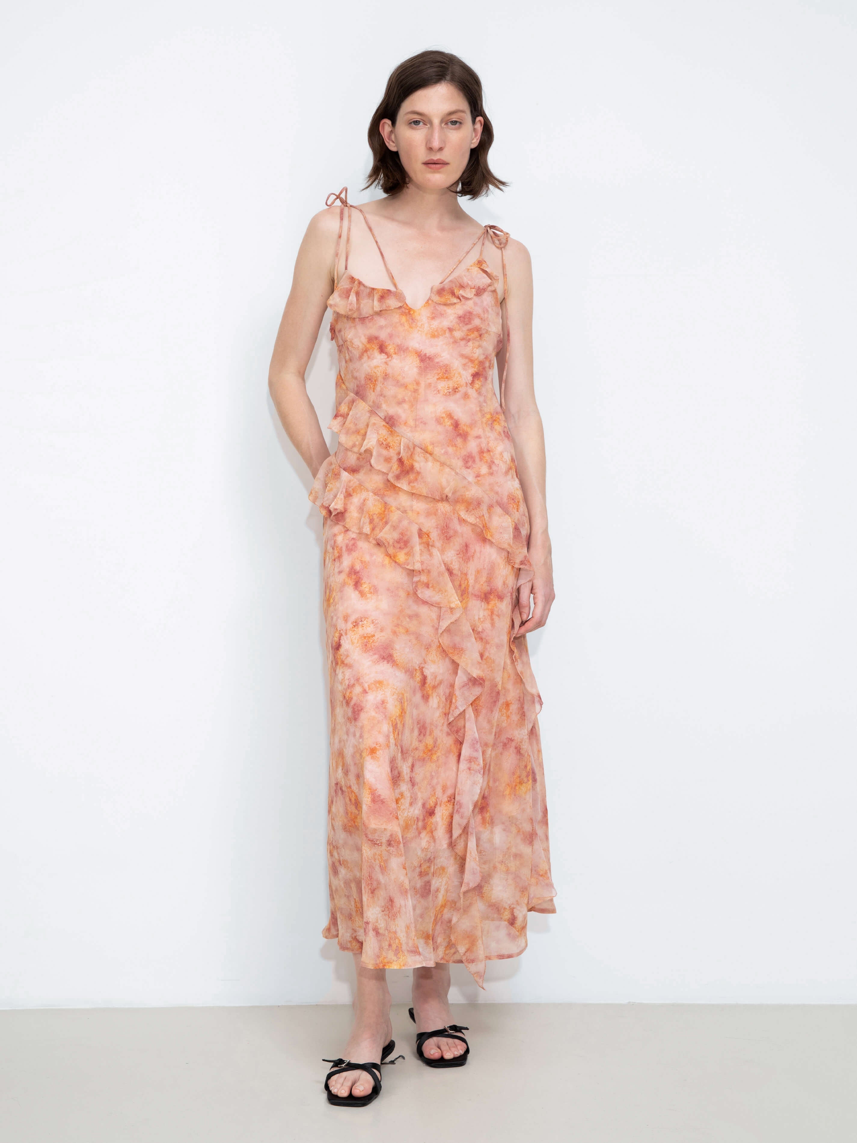 Asymmetrical Floral Print Cami Dress
