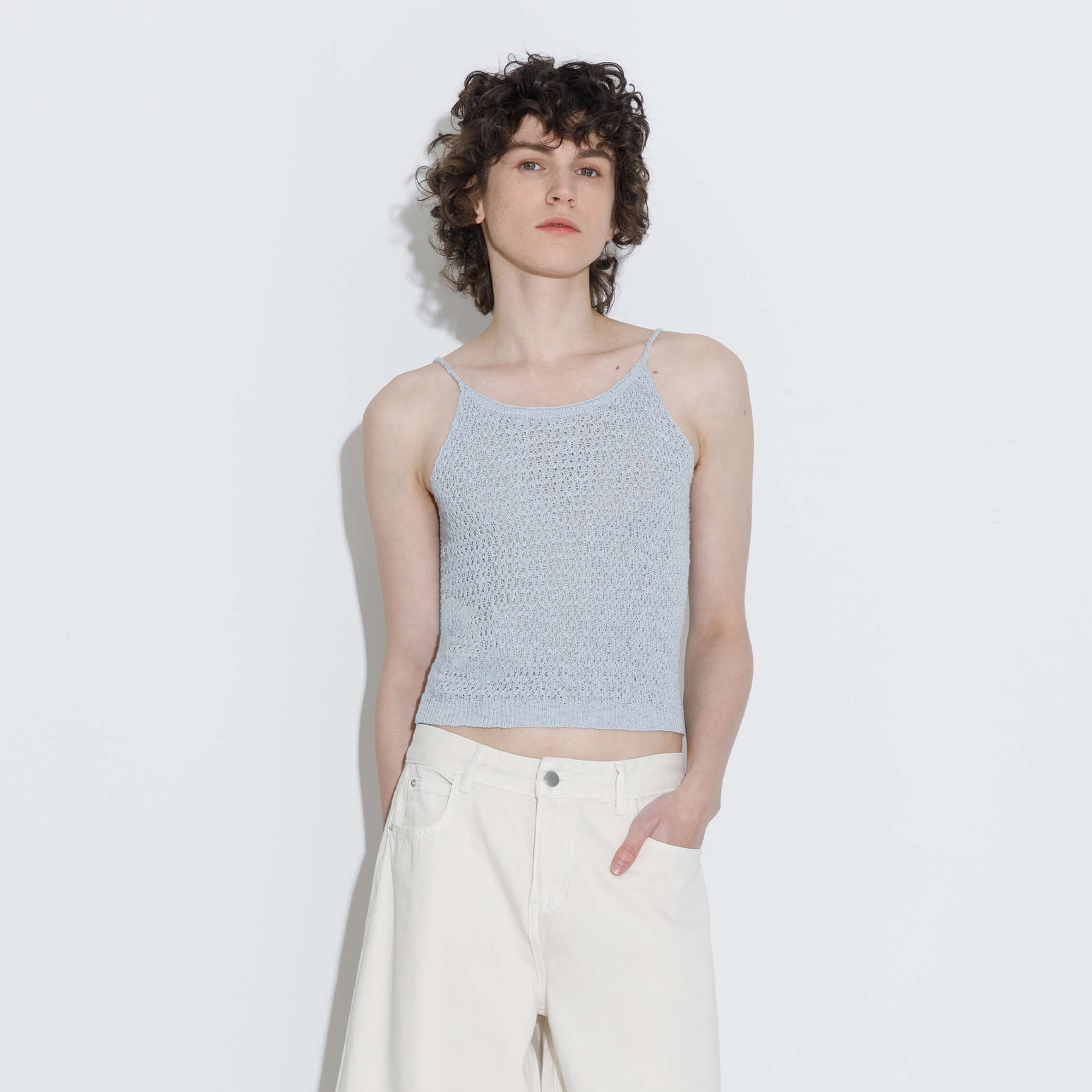 Thin Strap Ribbed Knit Vest-14