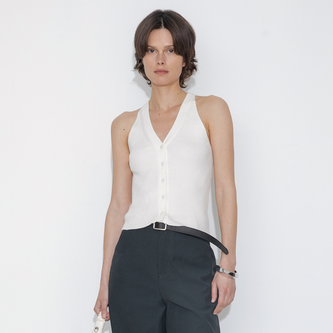 Halter Neck Off-Shoulder Cardigan Vest-13