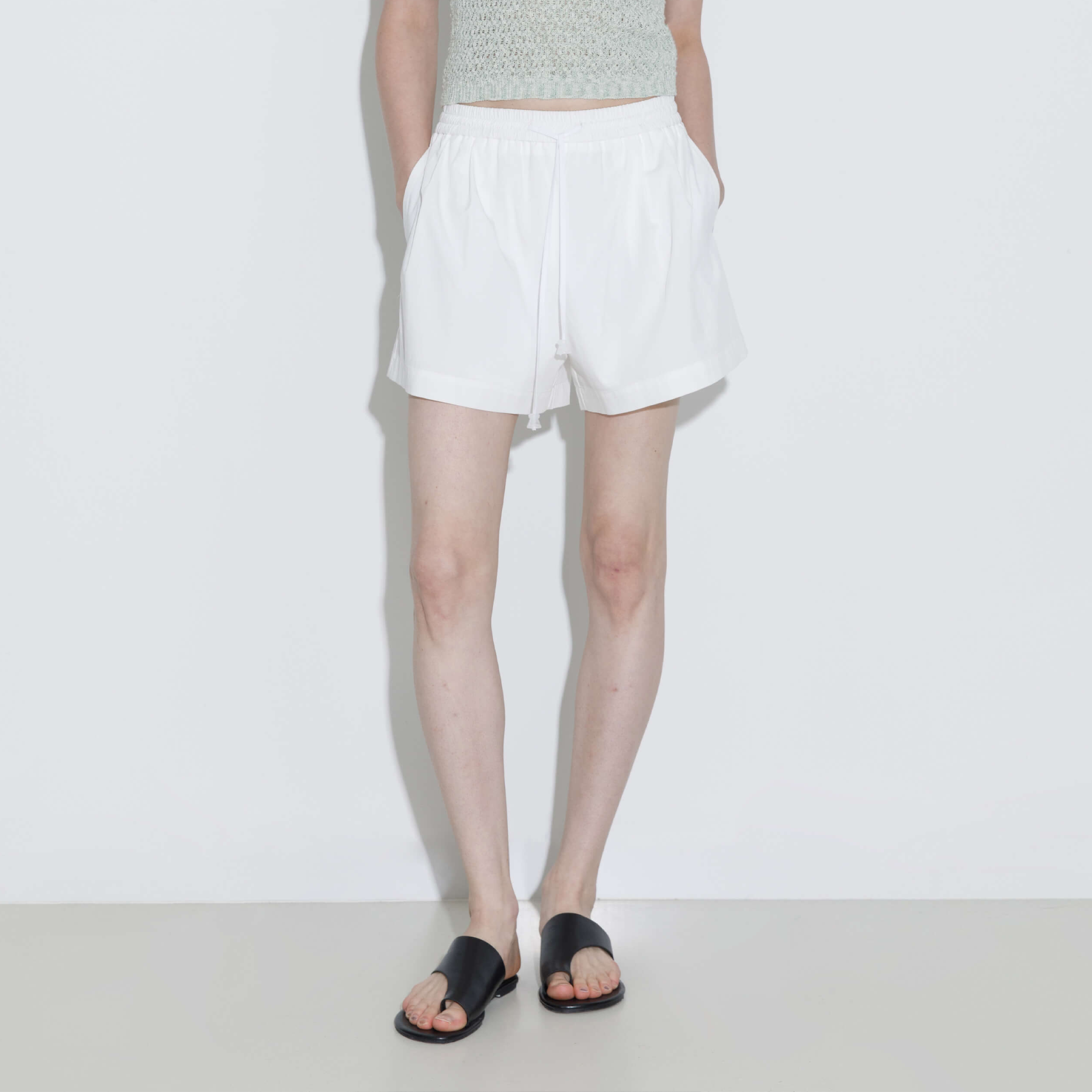 Drawstring Elastic Waist Mini Shorts-3