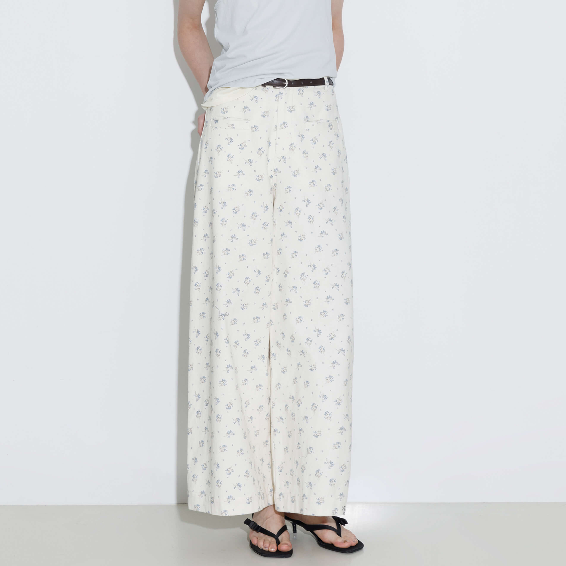 Floral Print 100%Cotton Loose Fit Wide-Leg Casual Pants-5
