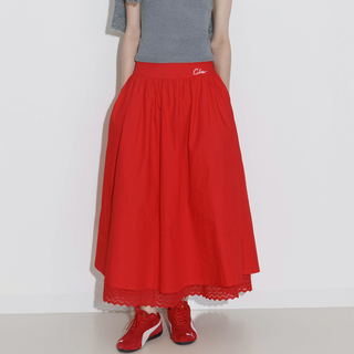 100% Cotton Double Layer Lace A-Line Skirt