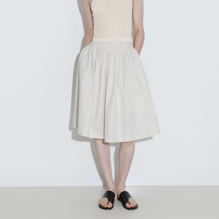 100% Cotton A-Line Midi Skirt
