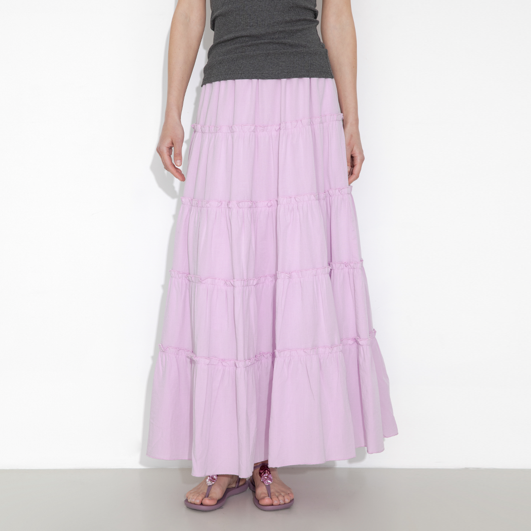 High-Waisted A-Line Maxi Flowy Skirt-7