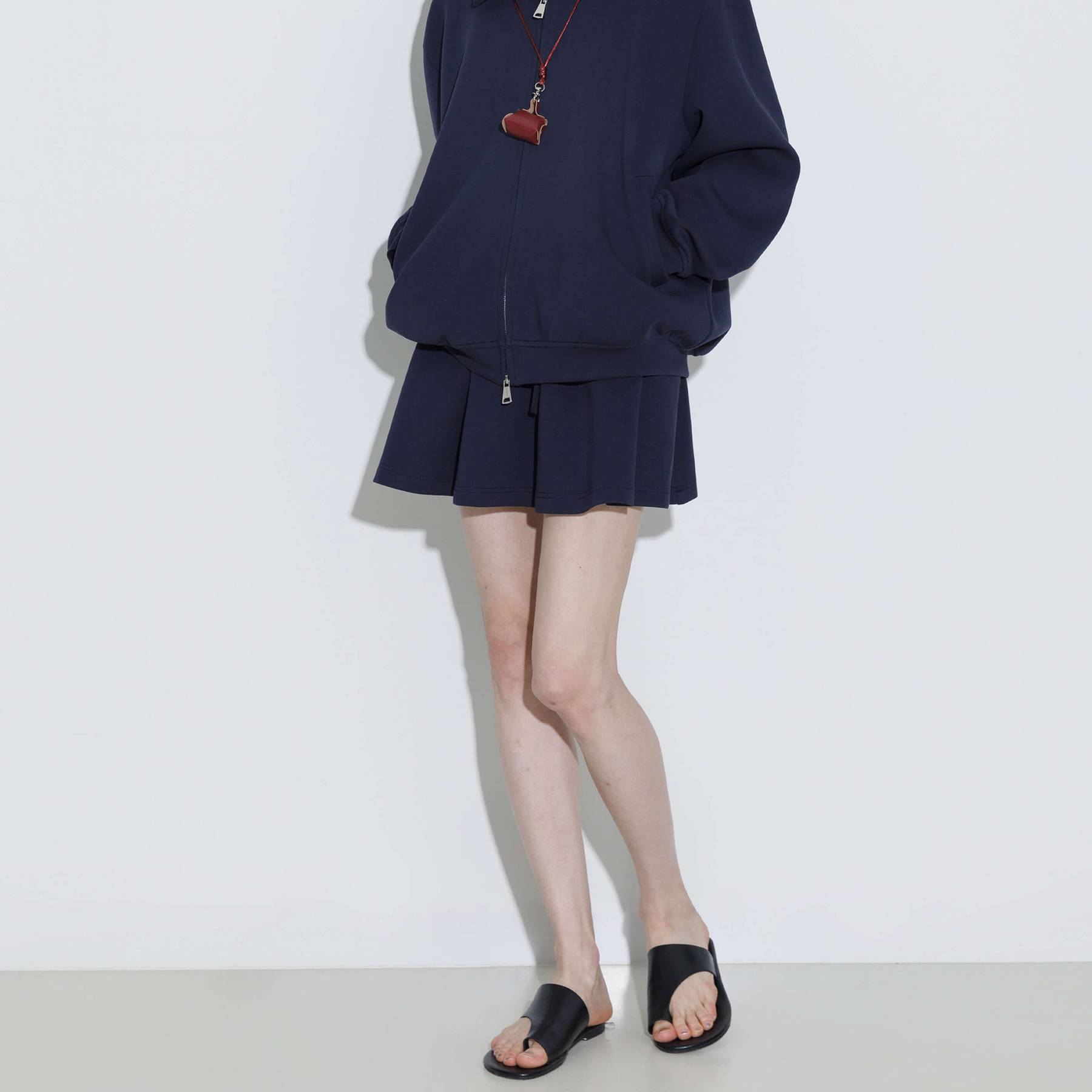 Drawstring Waist A-line Sweat Skirt-10