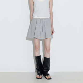 Drawstring Waist A-line Sweat Skirt
