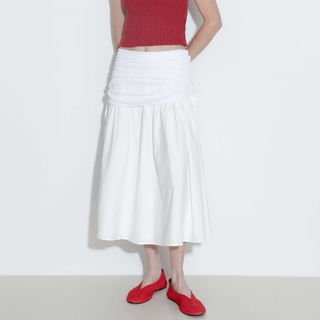 White Adjustable Semi-Bodycon A-Line Midi Skirt