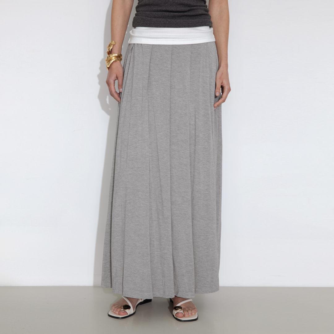 Pleated Hand-Braided High-Stretch Maxi Skirt-7