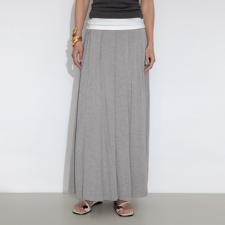 Pleated Hand-Braided High-Stretch Maxi Skirt