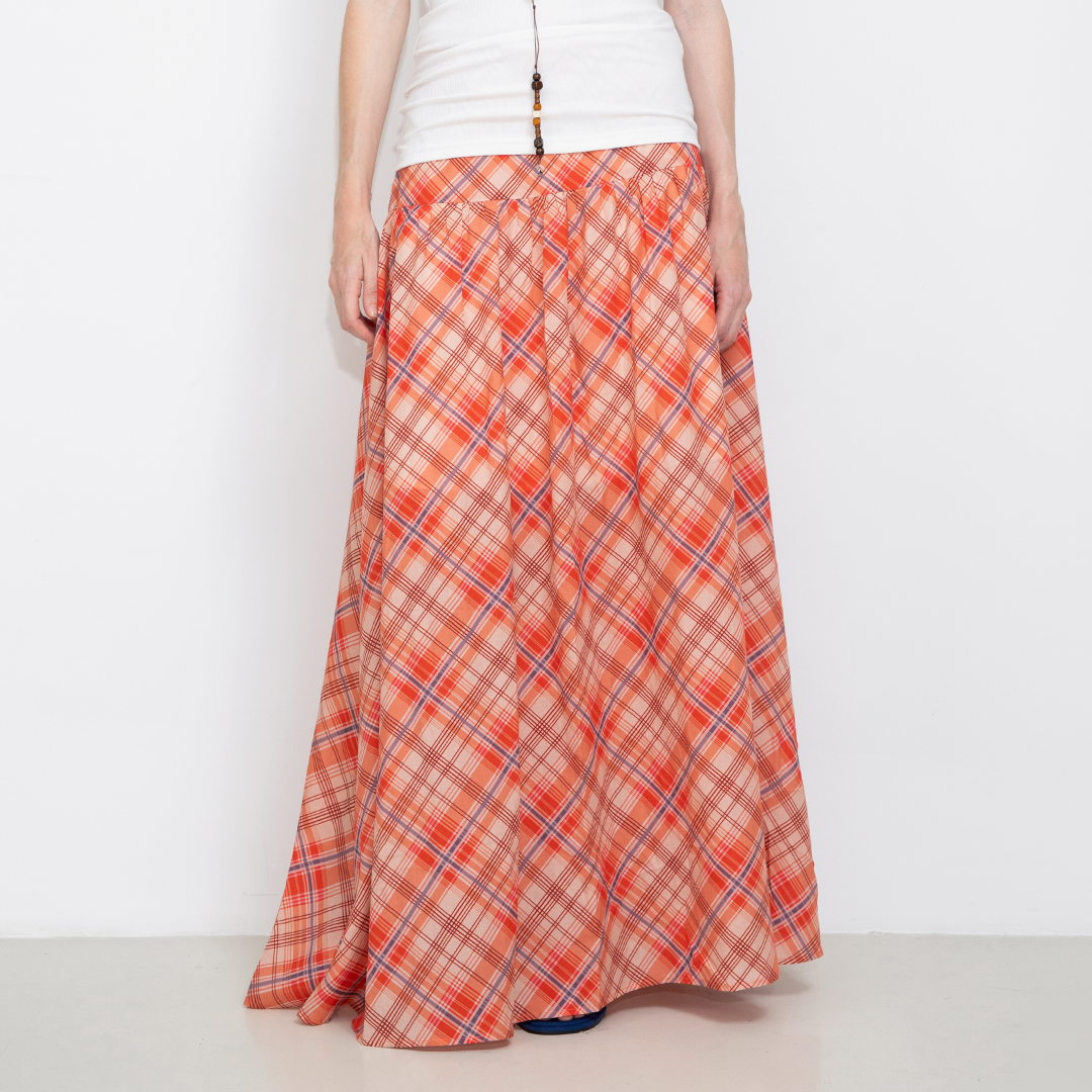 Red Checkered Maxi Skirt-7