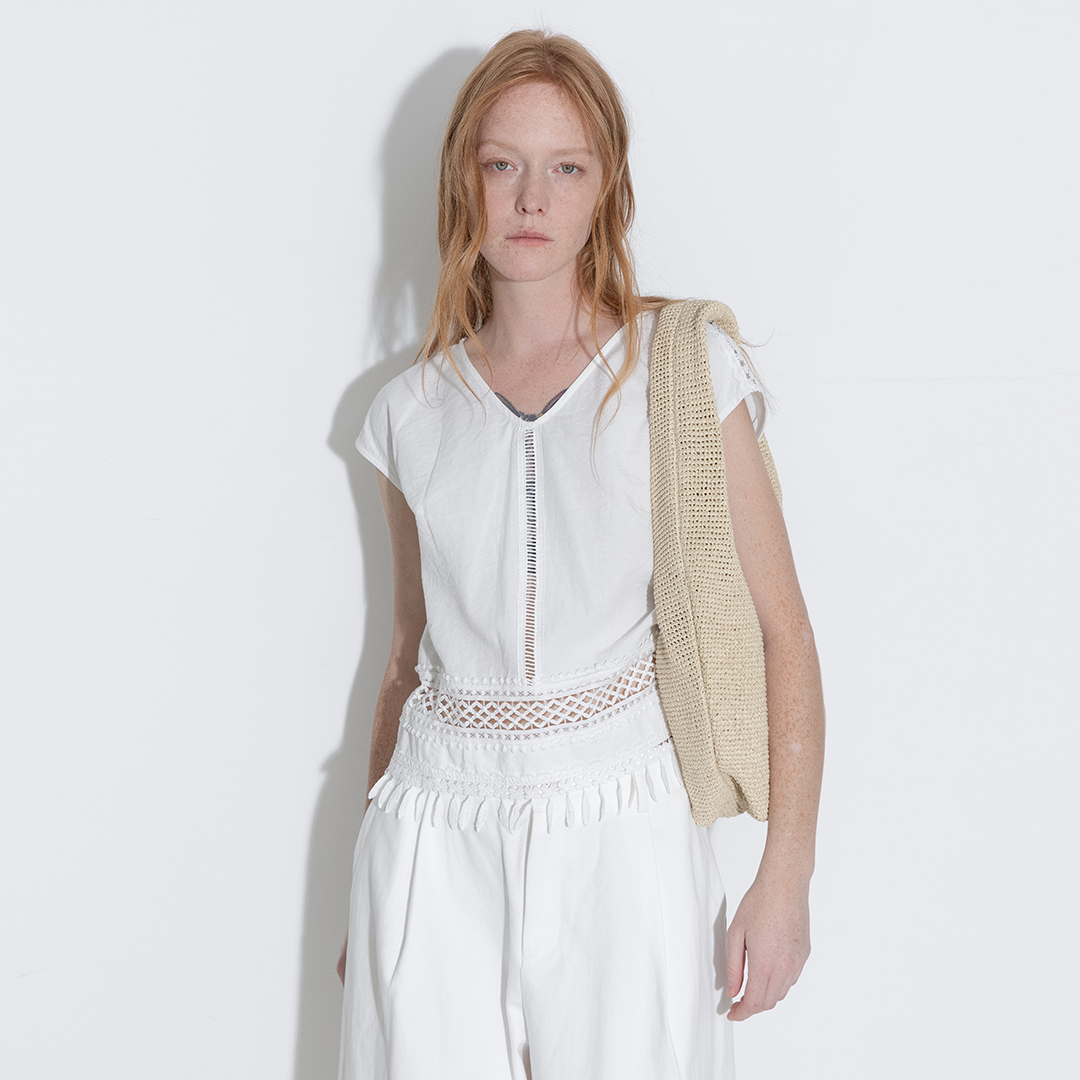 Hollow Out Drop-Shoulder Vest with Tassels-5