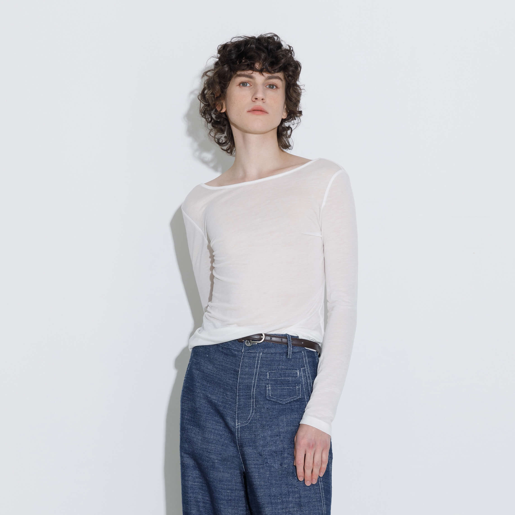Backless Deep U-Neck Sheer Knit Top-5