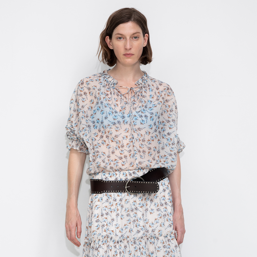 V-Neck Flowy Floral Blouse-3