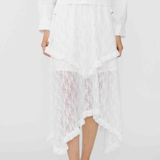 Lace Asymmetrical Layered Maxi Skirt