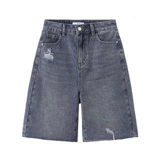 Distressed Denim Bermuda Shorts