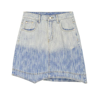 Gradient Light Denim Mini Skirt